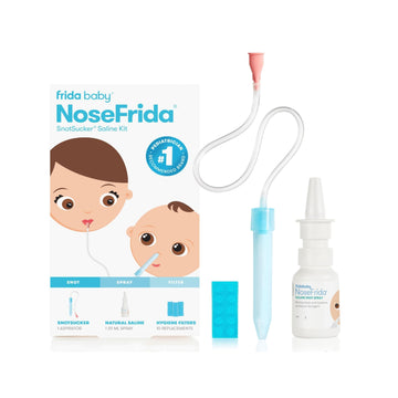 Frida Baby Saline Kit, Includes Nosefrida Nasal Aspirator For Baby, Baby Nose Sucker, Saline Nasal Spray For Babies With 10 Extr