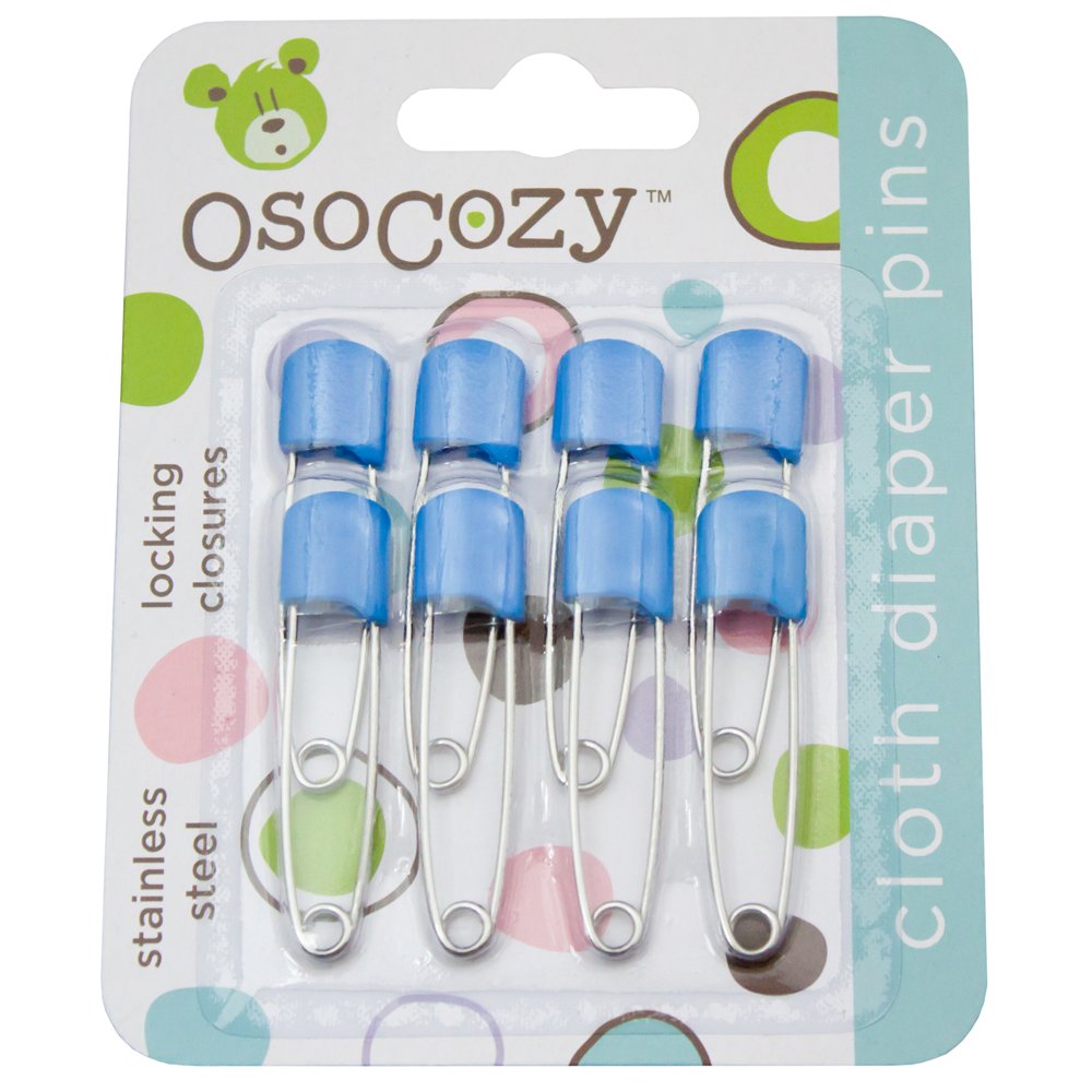 OsoCozy Diaper Pins - (Blue) - Sturdy, Stainless Steel Diaper Pins with Safe Locking Closures - Use for Special Events, Crafts o