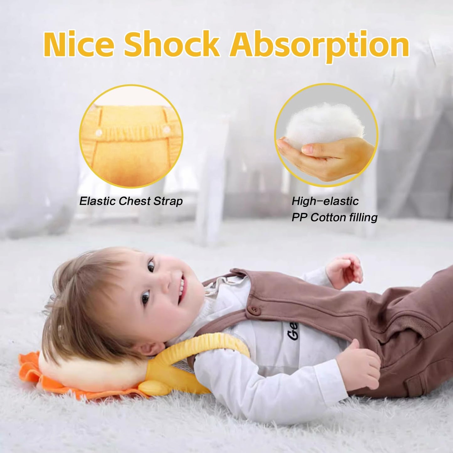 Baby Head Protector Backpack, Adjustable Baby Head Protection Backpack With Baby Knee Pads For Crawling, Soft, Breathable And We