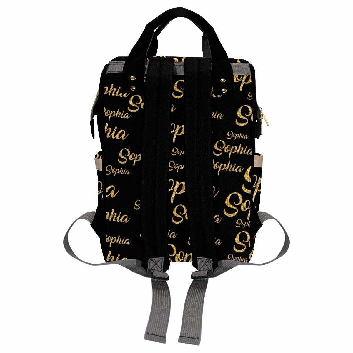 Artsadd Custom Name Diaper Bag With Thermal Pockets, Yellow Monogram Travel Shoulder Bag Customized Baby Backpack With Name Caus