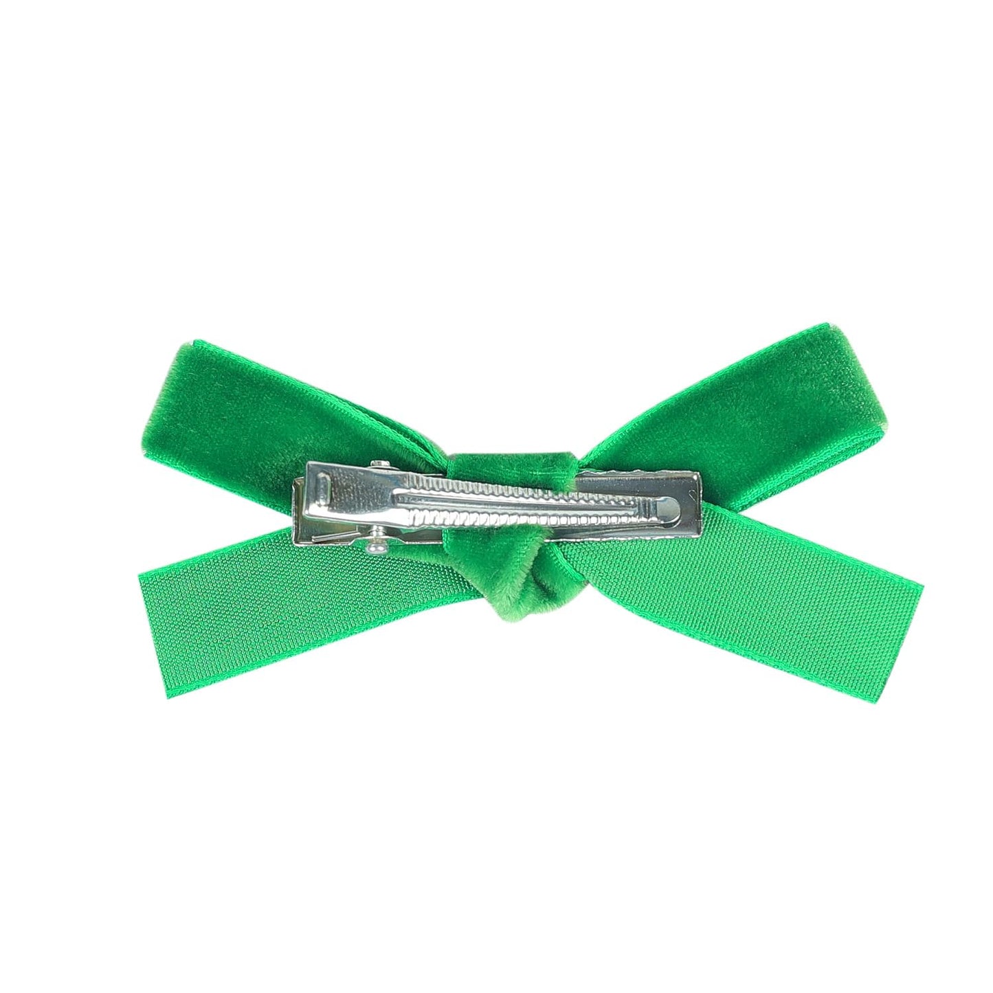 Cute 3.2' Green Assorted Velvet Bow Hair Clips For Baby Girls, Toddlers, Kids, And Teens - 2 Pack