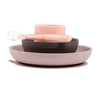 Silicone Children Tableware Set Of 4 Pieces, Complete Meanl With Plate, Bowl, Cup, Spoon - Safe, Stylish, Portable - Pink, Eggpl