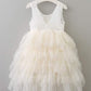 2Bunnies Girl Peony Lace Back A-Line Tiered Tutu Tulle Flower Girl Dress (Ivory Sleeveless Maxi, 6)