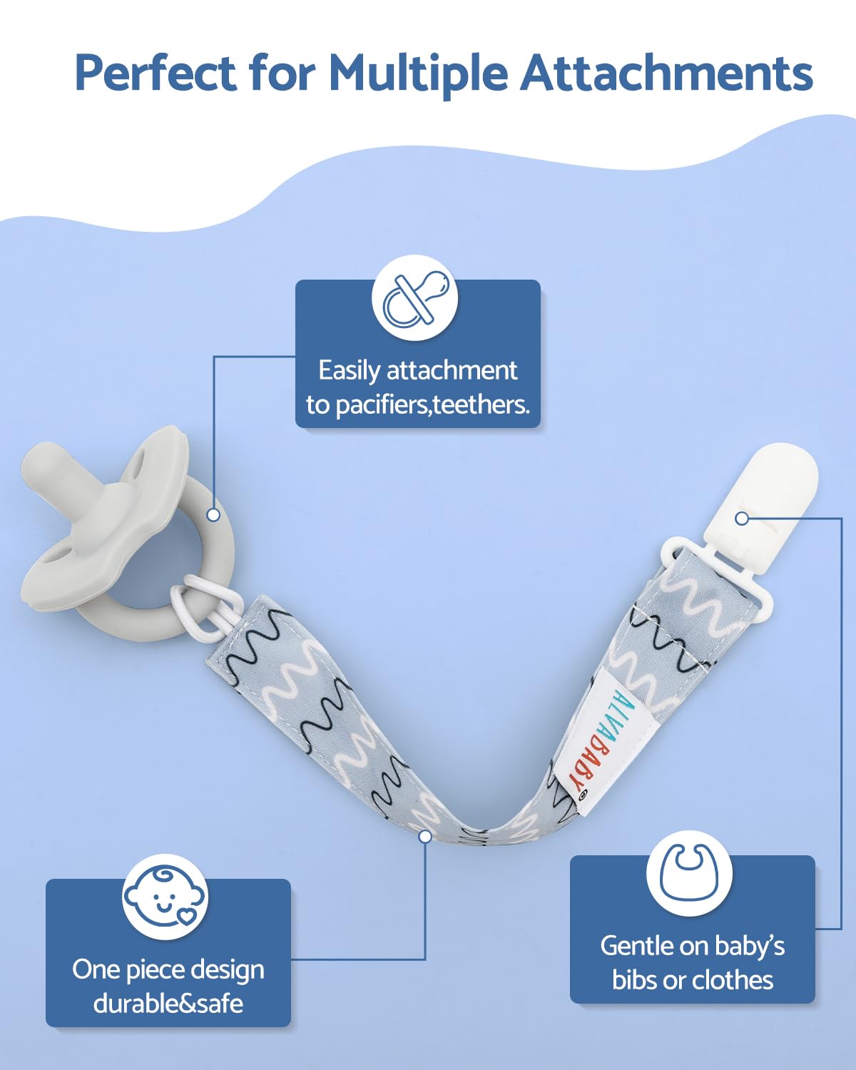 Alvababy Baby Pacifier Clips For Girls Pacifier Universal Holder Leash Pacifier Clip Binky Holder 8 Pack 8Dp12