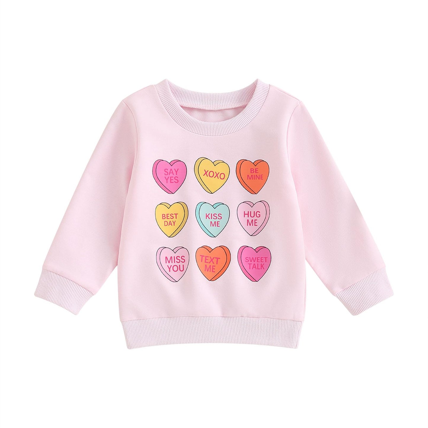 Dcohmch Toddler Girl Valentine'S Day Outfit Pullovers Heart Letter Print Shirt Sweatshirt Valentine Baby Girls Clothes (Light Pi