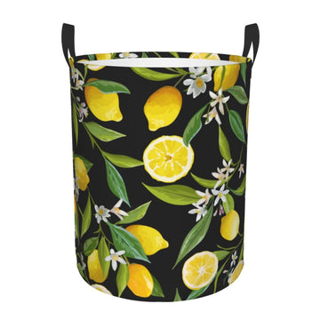 Pevtufa Lemon Fruits Flowers Leaves Foldable Laundry Basket Organizer,Fabric Clothes Toy Storage Basket Nursery Hamper Storage B