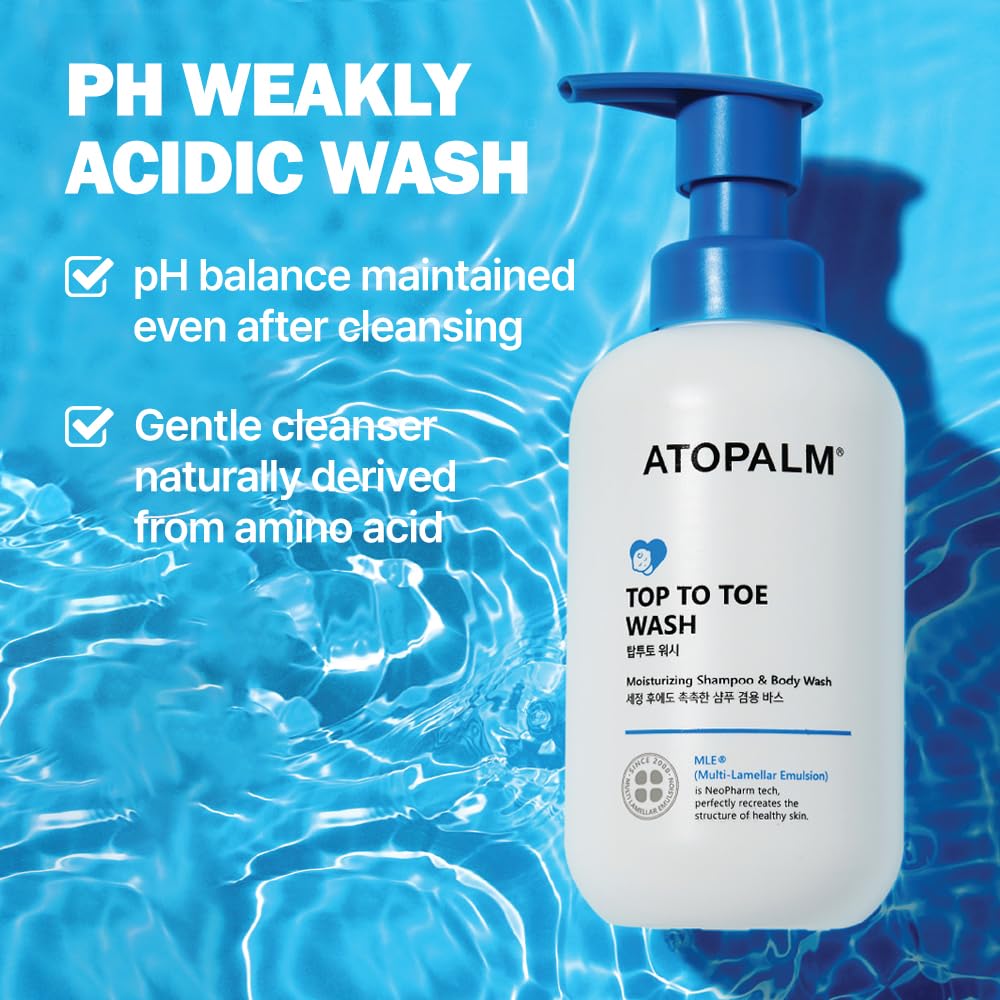 Atopalm Top To Toe Baby Wash & Shampoo, Sulfate-Free, Ph Balanced, Head To Toe Bath, 10.1 Fl Oz, 300Ml