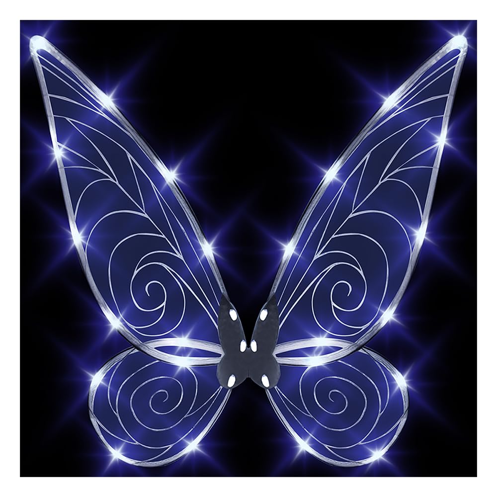 Quescu Light Up Fairy Wings For Adults,Led Butterfly Wings For Girls Women,Halloween Costume Dress Up, Gifts For Kids White