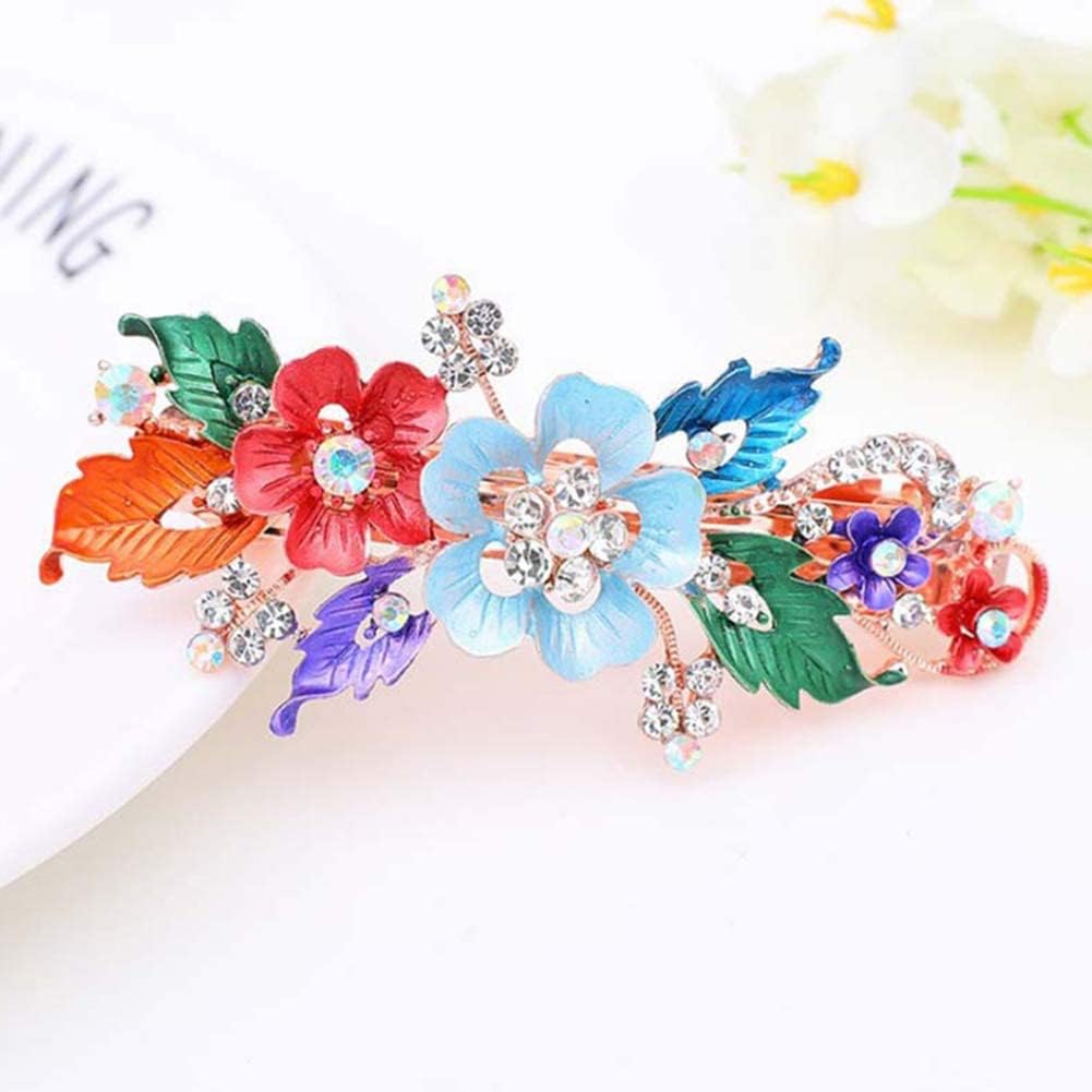 Juroicessry Green Flower Hair Clip With Rhinestone Butterfly, Small, Hair Securing And Decorative, Classic Style, For Women, Ele