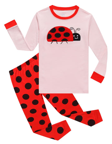 Kikizye Baby Ladybug Girls Long Sleeve Pajama Toddler Cotton Sleepwear Size 12-18 Mothes