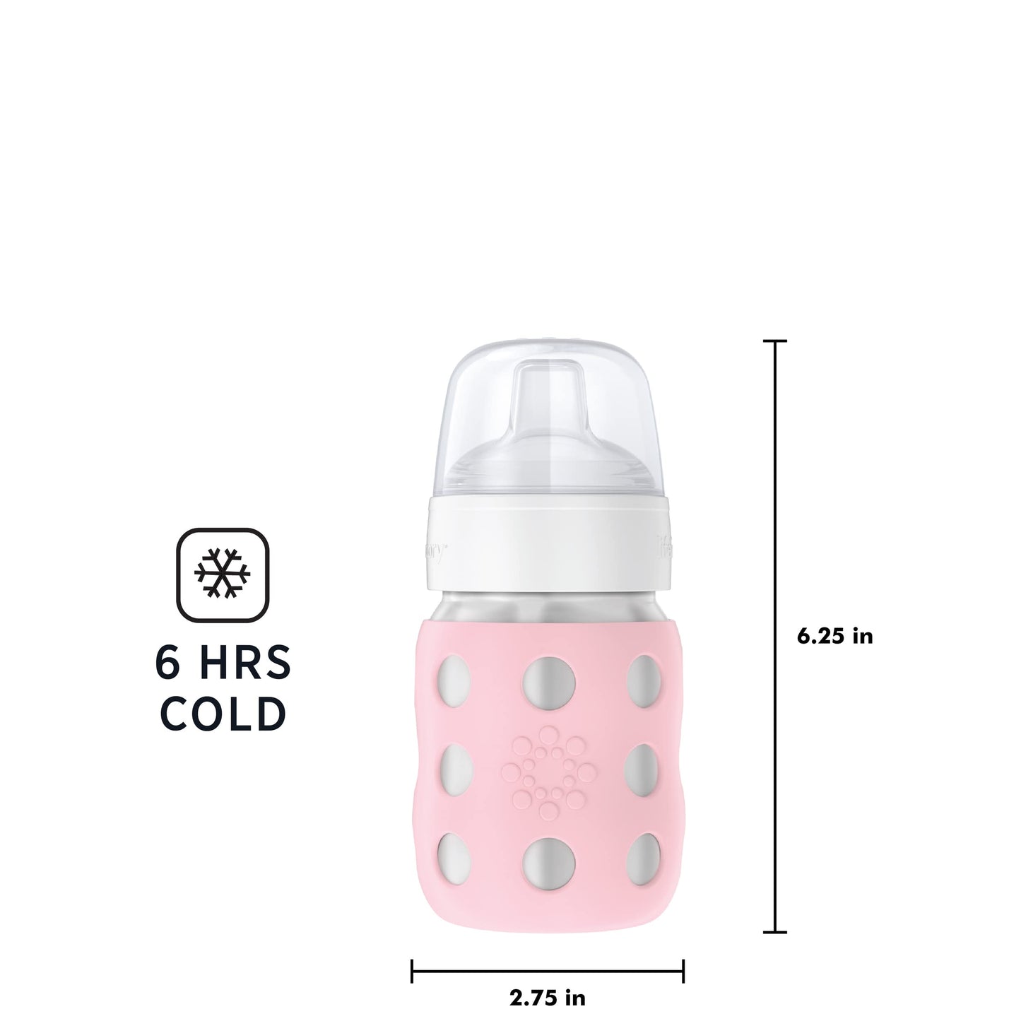 Lifefactory 8-Ounce Stainless-Steel Vacuum-Insulated Wide-Neck Baby Bottle With Sippy Nipple, Desert Rose (Ls2251Wdr4)