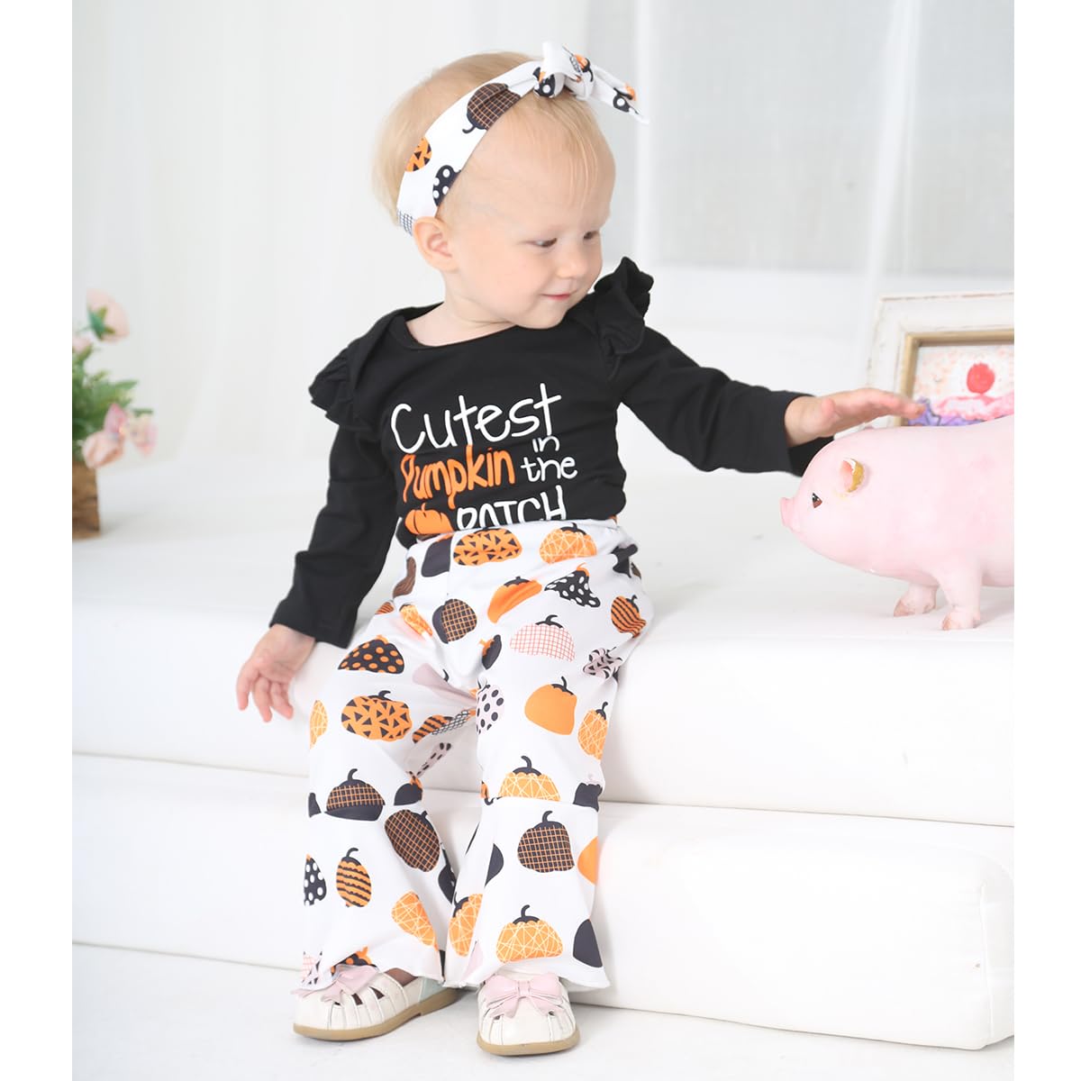 Birthday Shark Infant Girl My 1St Halloween Outfit Cutest Pumpkin In The Patch Baby Girl Clothes (Black,6-12 Months)
