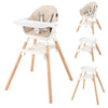 Baby Joy High Chair, 6 In 1 Convertible Wooden Highchair For Babies & Toddlers With Adjustable Legs, Double Removable Tray, Safe