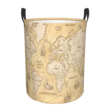 Pevtufa World Map (2) Foldable Laundry Basket Organizer,Fabric Clothes Toy Storage Basket Nursery Hamper Storage Bin For Househo