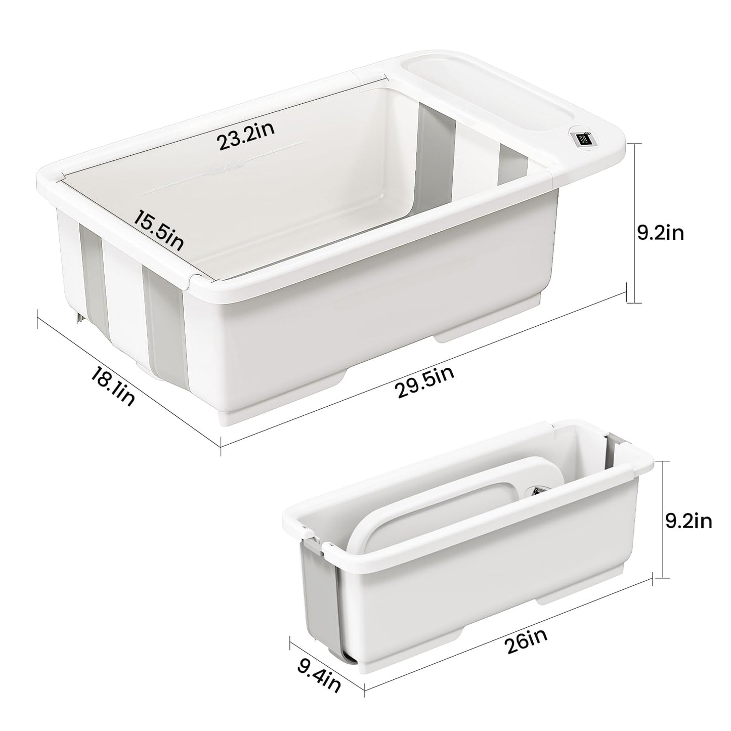 SRGAFIX Collapsible Baby Bathtub with Smart Temperature Display & Bath Stand, Portable Travel Bathtub, Foldable Baby Bathtub Sup