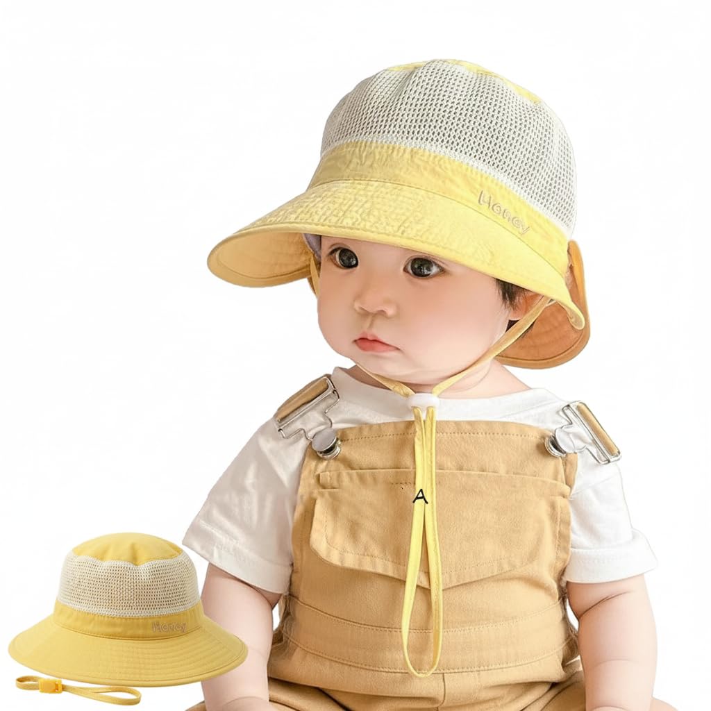Snowie Soft Baby Sun Hat Summer Cap For Baby Girl 13 Years, Sun Protection Cap Bucket Hat With Chin Strap And Back Sun Shield B