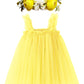 Bgfks Layered Tulle Tutu Dress For Toddler Girls,Baby Girl Rainbow Tutu Princess Skirt Set With Flower Headband.(Yellow,18 Month
