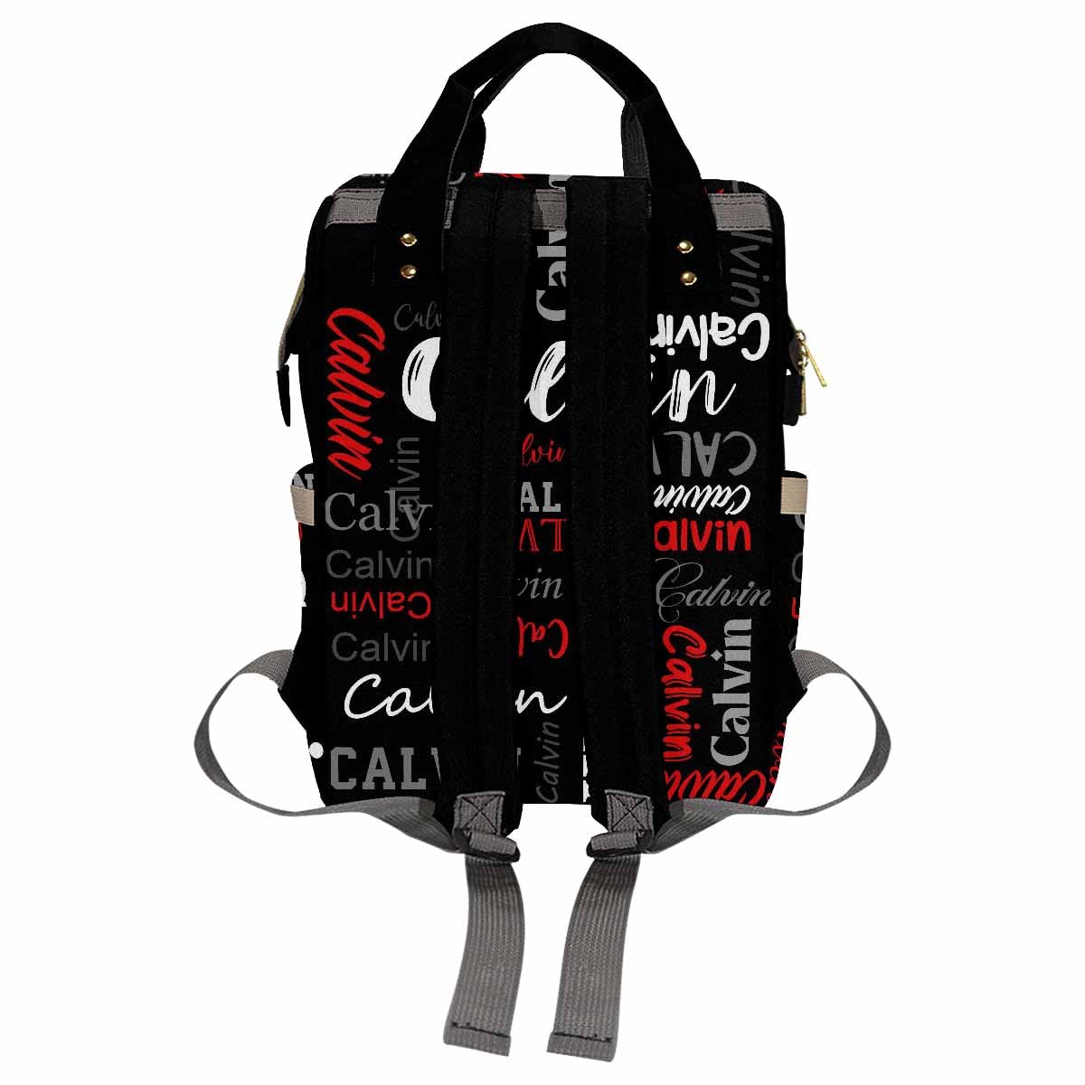 Artsadd Custom Name Diaper Bag For Mom, Personalized Black And Red Monogram Backpack With Stroller Straps Large Travel Shoulder