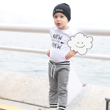 Renotemy Baby Boy Summer Clothes Short Sleeve New To The Crew Toddler Boy Clothes Outfits Boy Outfits 12-18 Months Gray