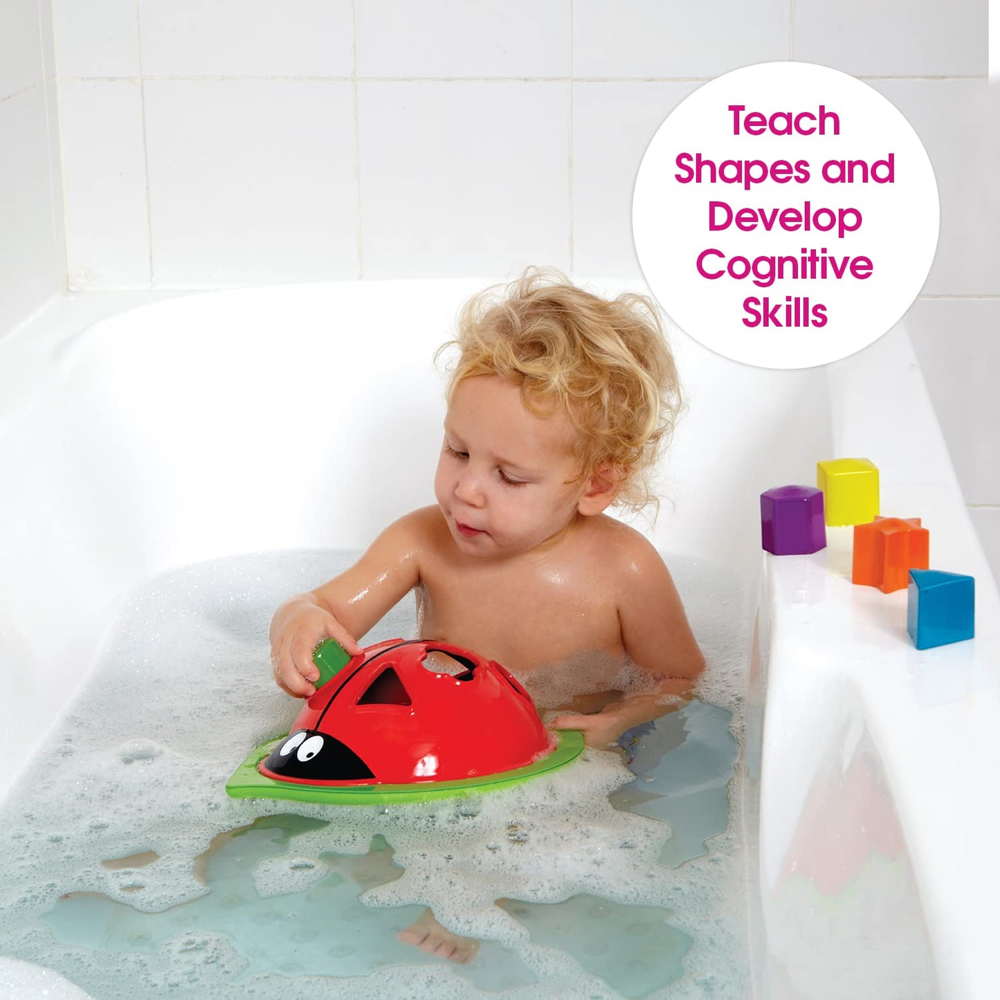 Edushape Ladybug Sorter - Sorting Bathtub Toys - Early Child Development Learning Educational Toy - Toddler Bath Toys - Baby Bat