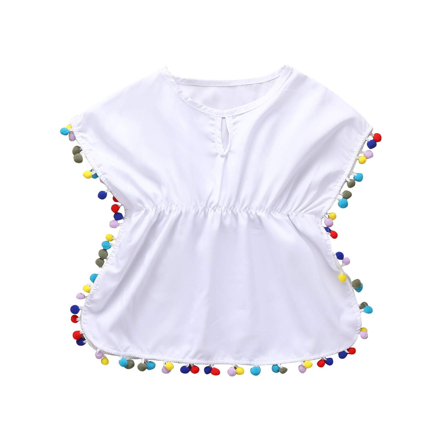 Douhoow Toddler Baby Girls Swim Cover-Up Beach Sundress Summer Poncho Rash Guards (1-2 T, Solid White)