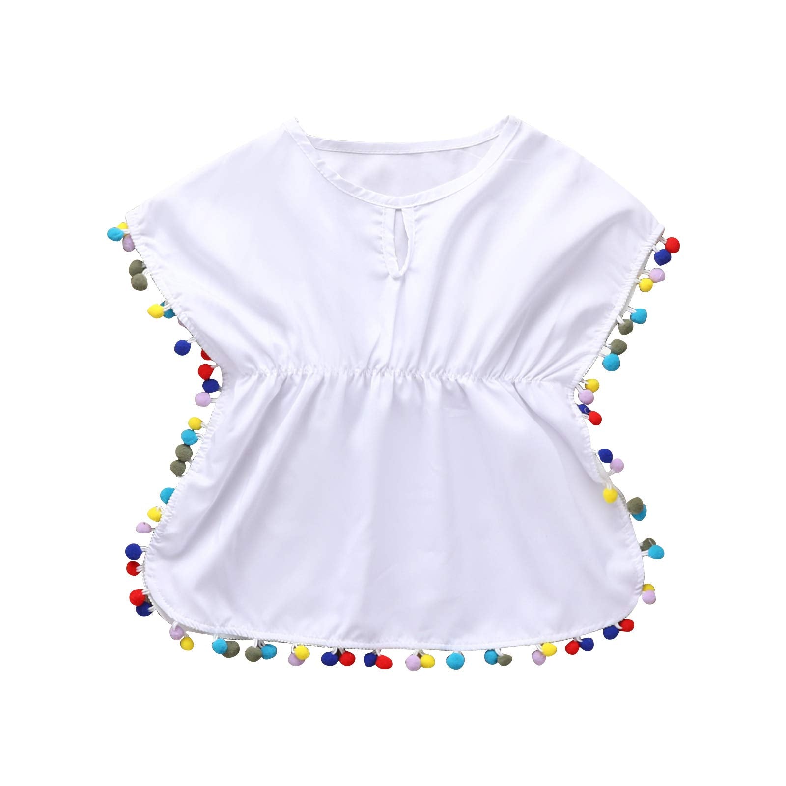 Douhoow Toddler Baby Girls Swim Cover-Up Beach Sundress Summer Poncho Rash Guards (1-2 T, Solid White)