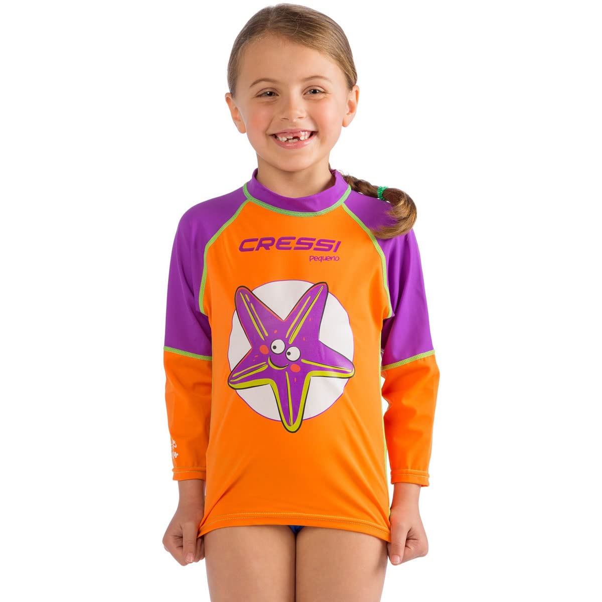 Cressi Pequeno Rash Guard Girl, Starfish, Xl (6T-7T)