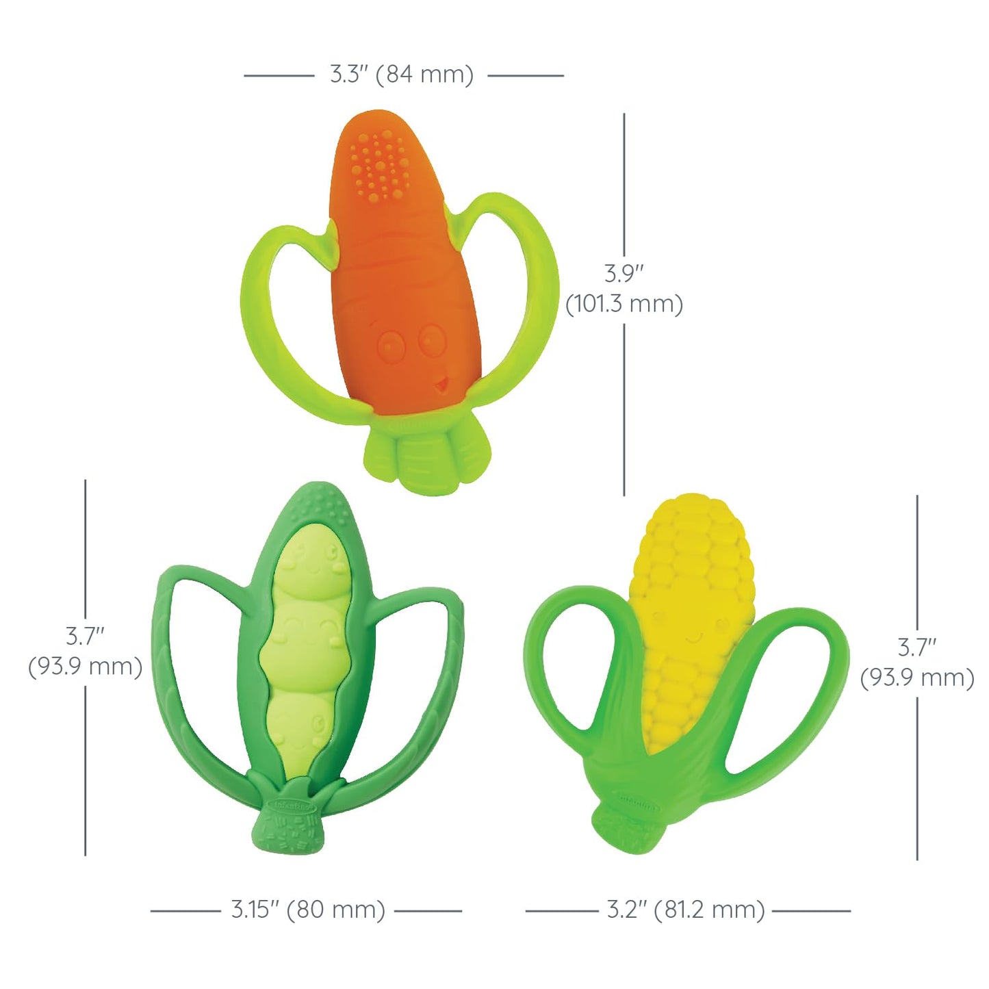 Infantino Lil Nibbles Textured Silicone Teethers, BPA-Free Baby Teething Toy, Soft, Easy to Hold, Sensory Stimulation for Infant