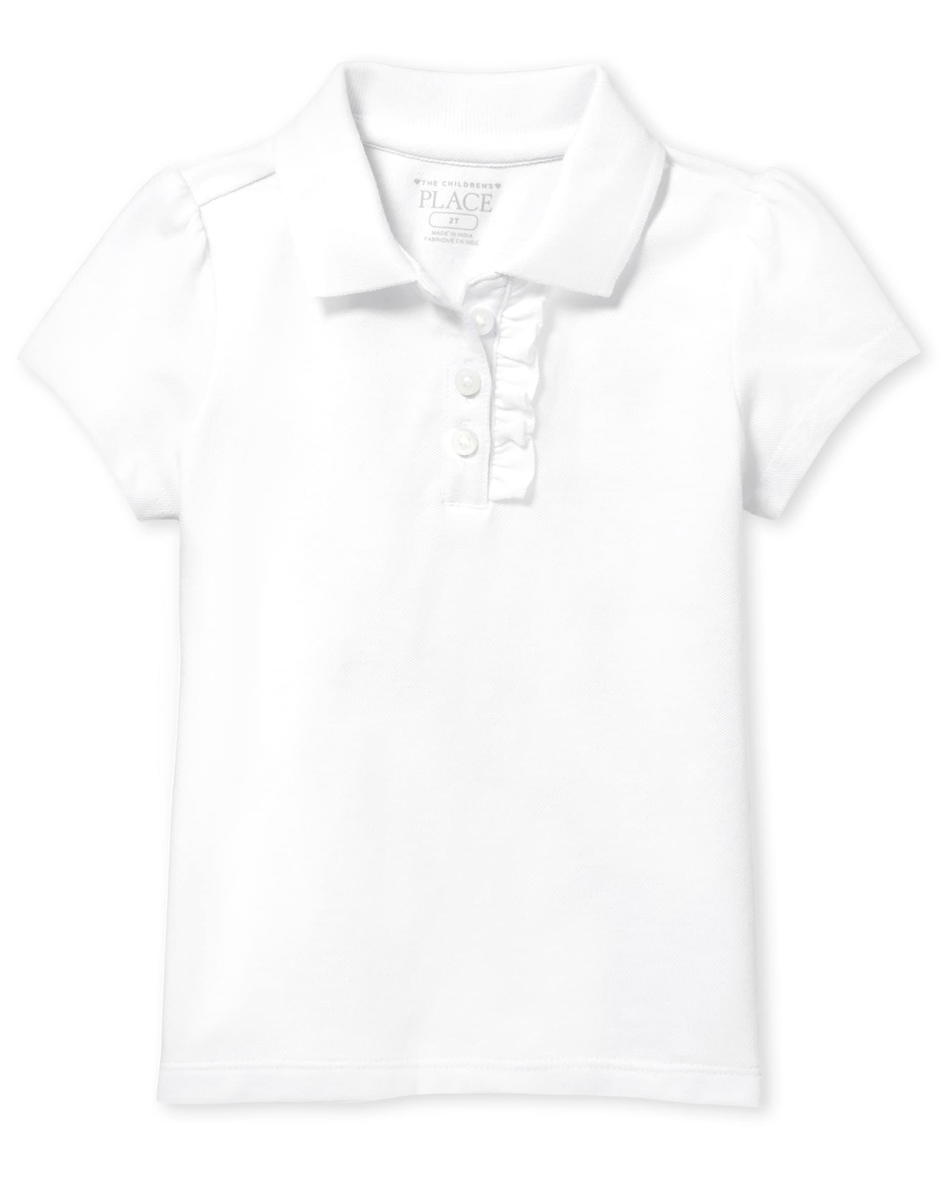 The Children'S Place Baby Girls And Toddler Girls Short Sleeve Ruffle Pique Polo, White, 2T