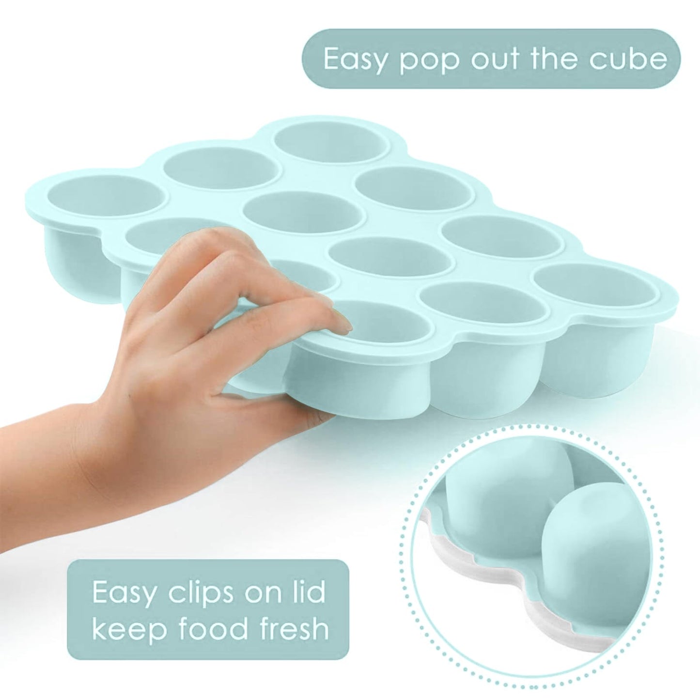 Samuelworld Baby Breast Milk And Food Storage Container, 12 Portions X 2.5Oz, Stackable Food Grade Silicone Tray With Clip-On Ha
