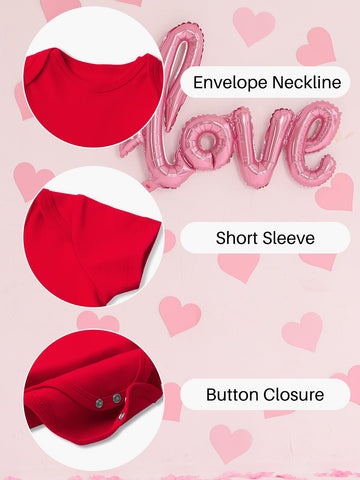 Besserbay Valentine'S Day Baby Heart Bodysuit Mommy Is My Valentine 100% Cotton Red Onesie 6-9 Months