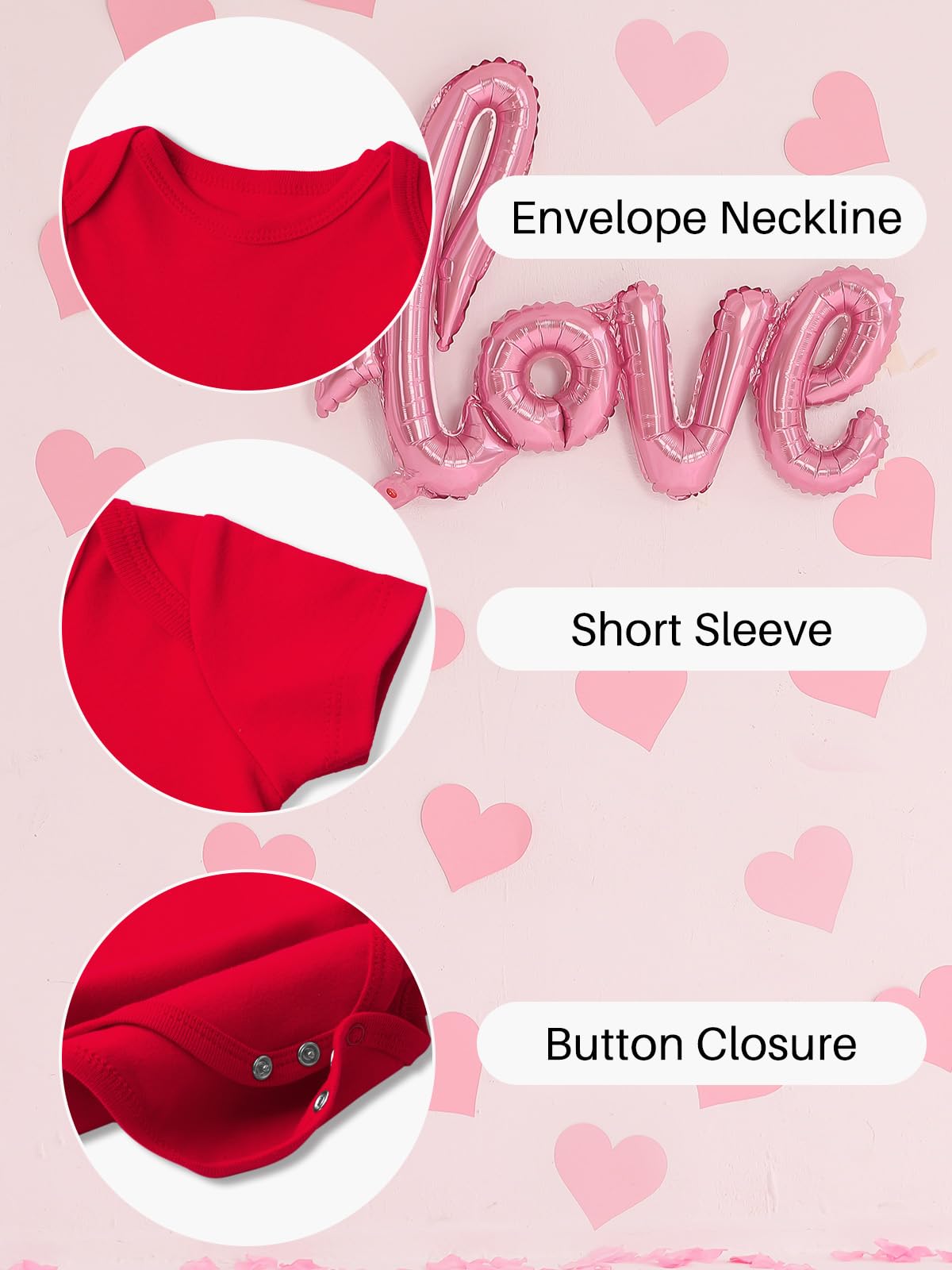 Besserbay Valentine'S Day Baby Heart Bodysuit Infant Mommy Is My Valentine Red 100% Cotton Onesie 3-6 Months