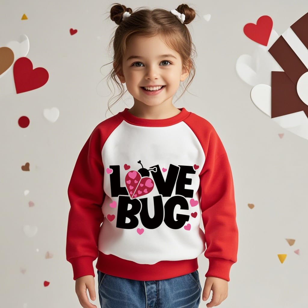 Xfsjgna Valentines Sweatshirts For Girls 6T Boys Valentine'S Day Ladybug Heart Graphic Raglan Shirt Toddler Kids Long Sleeve Top