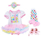 My 1St Valentine'S Day Outfit Baby Girls Sequins Heart Romper + Ruffle Tulle Tutu Skirt + Bow Headband + Leg Warmers Birthday Pa