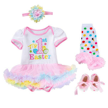 My 1St Valentine'S Day Outfit Baby Girls Sequins Heart Romper + Ruffle Tulle Tutu Skirt + Bow Headband + Leg Warmers Birthday Pa