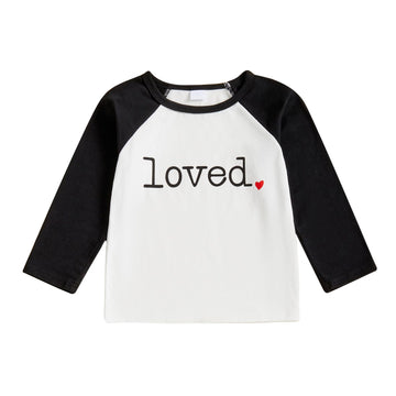 Canis Toddler Baby Boys Girls Valentines Day Shirt Monster Truck Loved Heart Graphic Tee Raglan Long Sleeve Top (White Loved, 2-