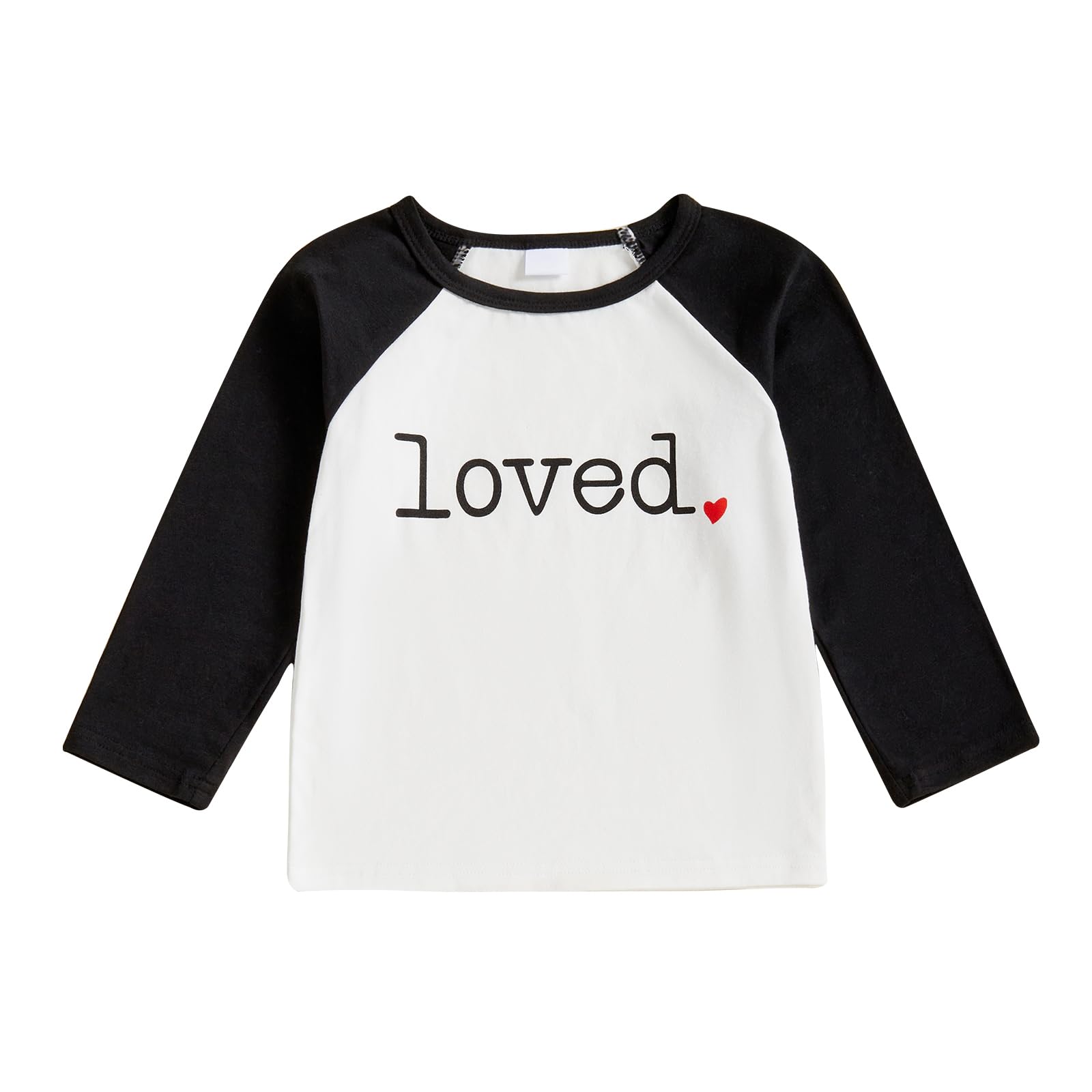 Canis Toddler Baby Boys Girls Valentines Day Shirt Monster Truck Loved Heart Graphic Tee Raglan Long Sleeve Top (White Loved, 3-