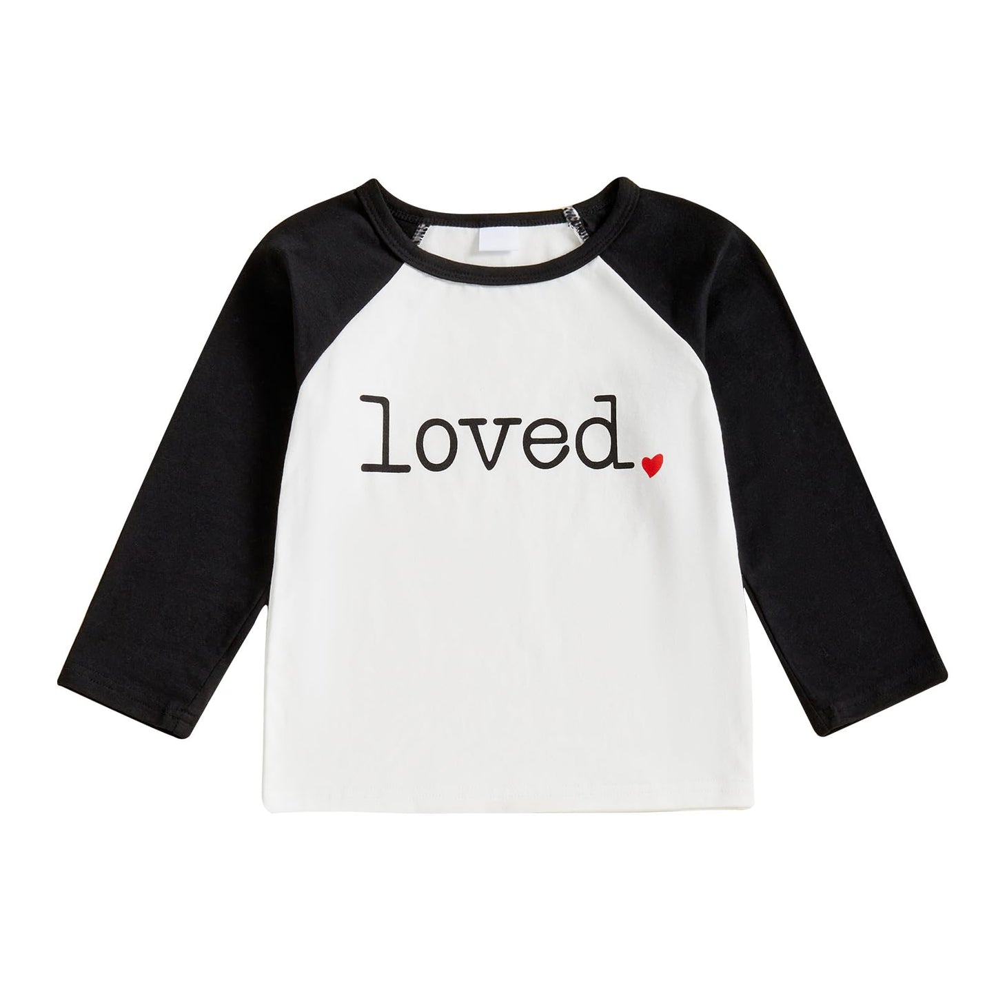 Canis Toddler Baby Boys Girls Valentines Day Shirt Monster Truck Loved Heart Graphic Tee Raglan Long Sleeve Top (White Loved, 1-