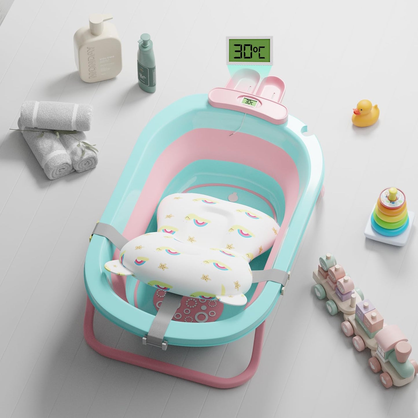 Lifelong Cuppy Baby Bath Tub For 03 Years, Newborn Baby Essentials, Foldable KidFriendly  Mini Swimming Pool Tub, Padded Cush