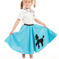 1950S Turquoise Poodle Skirt For Girls With Musical Note Printed Scarf | Blue Sock Hop Skirt | One Size | 1950S Costumes For Gir