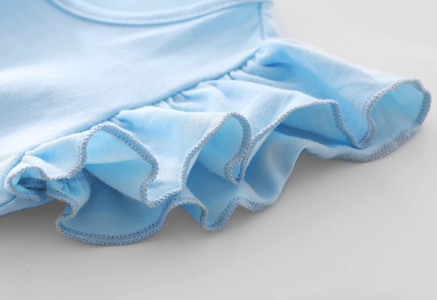 Lyxiof Girls Tutu Dress Casual Tulle Summer Solid Color Ruffle Sleeve Dress Blue 130Cm