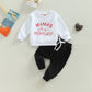Yokjzjd Infant Toddler Baby Boy Valentines Day Outfits Letter Pullover Sweatshirt Long Sleeve T-Shirt Top Pants Fall Clothes Set