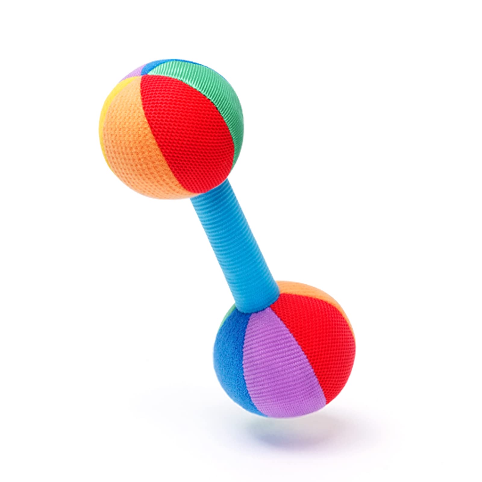 Jollybaby Soft Plush Stuffed Baby Dumbbell Rattle Toys for 0-3-6 Months Newborn, High Contrast Colorful Sensory Rattles Weights 