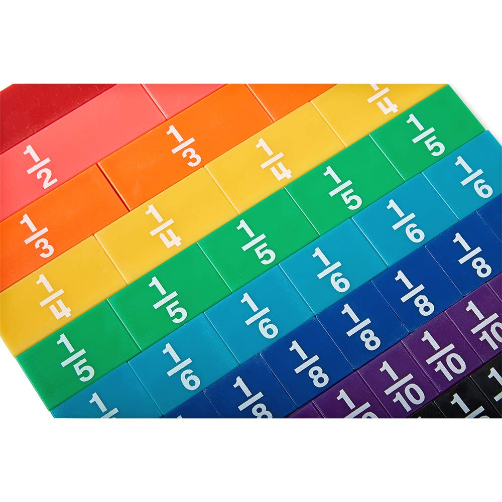 hand2mind Plastic Rainbow Fraction Tiles, Montessori Math Materials, Fraction Manipulatives, Unit Fraction, Fraction Bars Math M