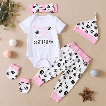 Aslaylme Newborn Girl Outfits Baby Coming Home Outfit Going Home Outit Baby Girl Bodysuit (Pink,0-3 Months)