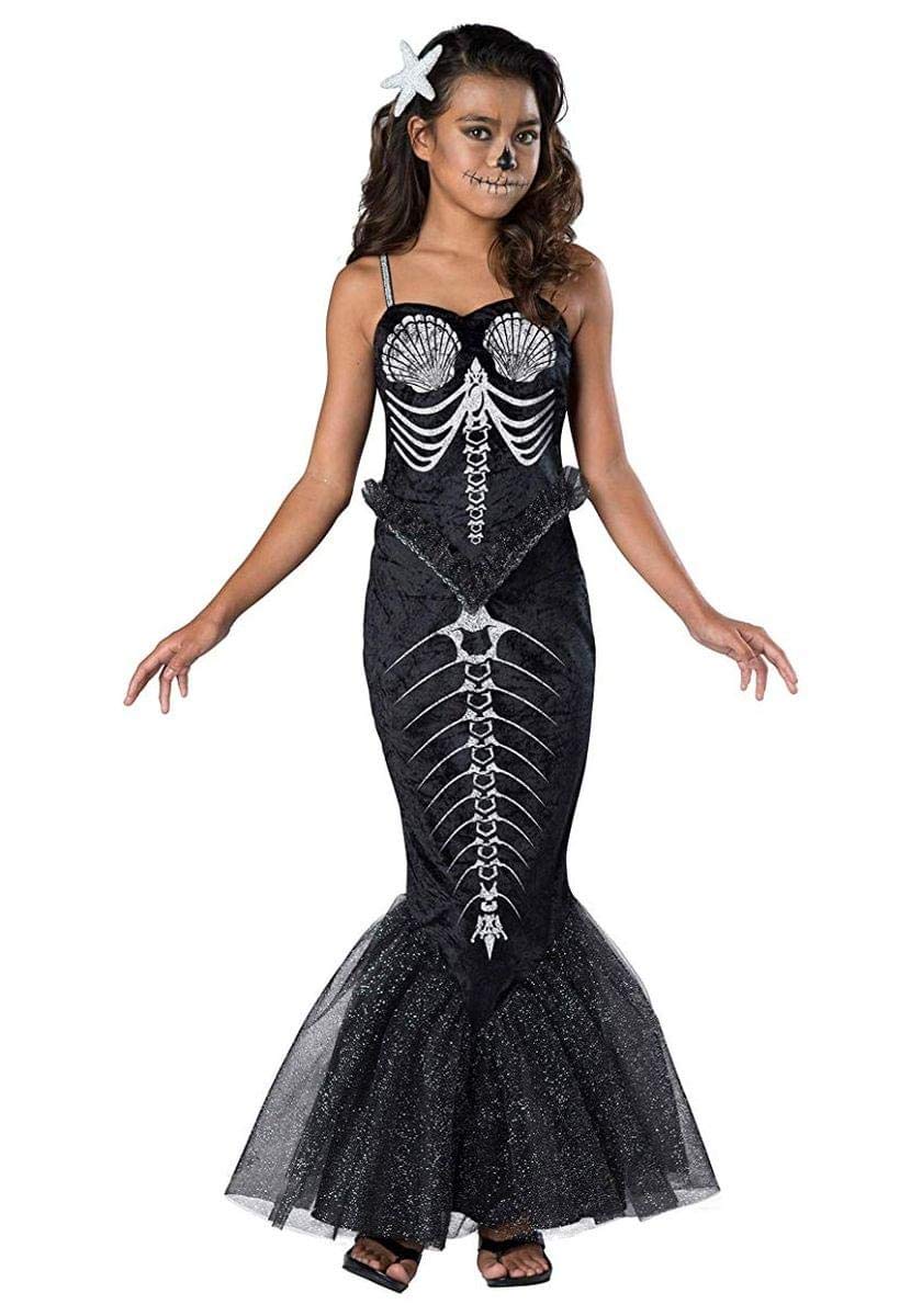 Skeleton Mermaid Girls Costume - Medium 10-12