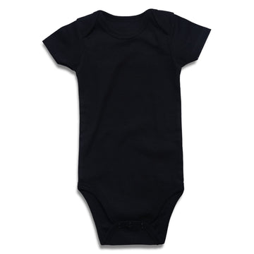 Romperinbox Unisex Solid Black Baby Bodysuit 0-24 Months (3-6 Months, Black)