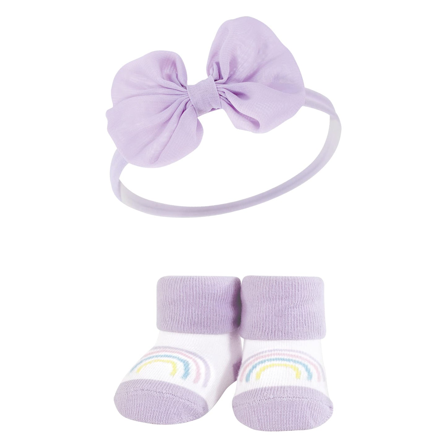 Hudson Baby Baby Girls' Headband And Socks Giftset, Purple Mint, One Size