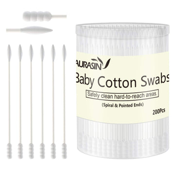 Baby Cotton Swabs, Paper Sticks Cotton Buds For Baby Ear Nose Clean-200Pcs(Spiral And Pointed)