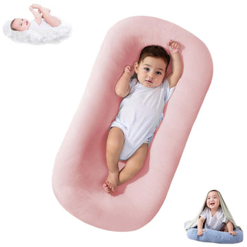 DAOLUAN Baby Lounger Bionic Organic Lounger Soft Breathable Baby Nest for Newborn Infant Babies 0-18 Months (Pink, OneSize)